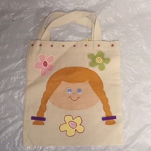 Girl's Handpainted One of a Kind Goggly Eyes Girl Canvas Tote Bag